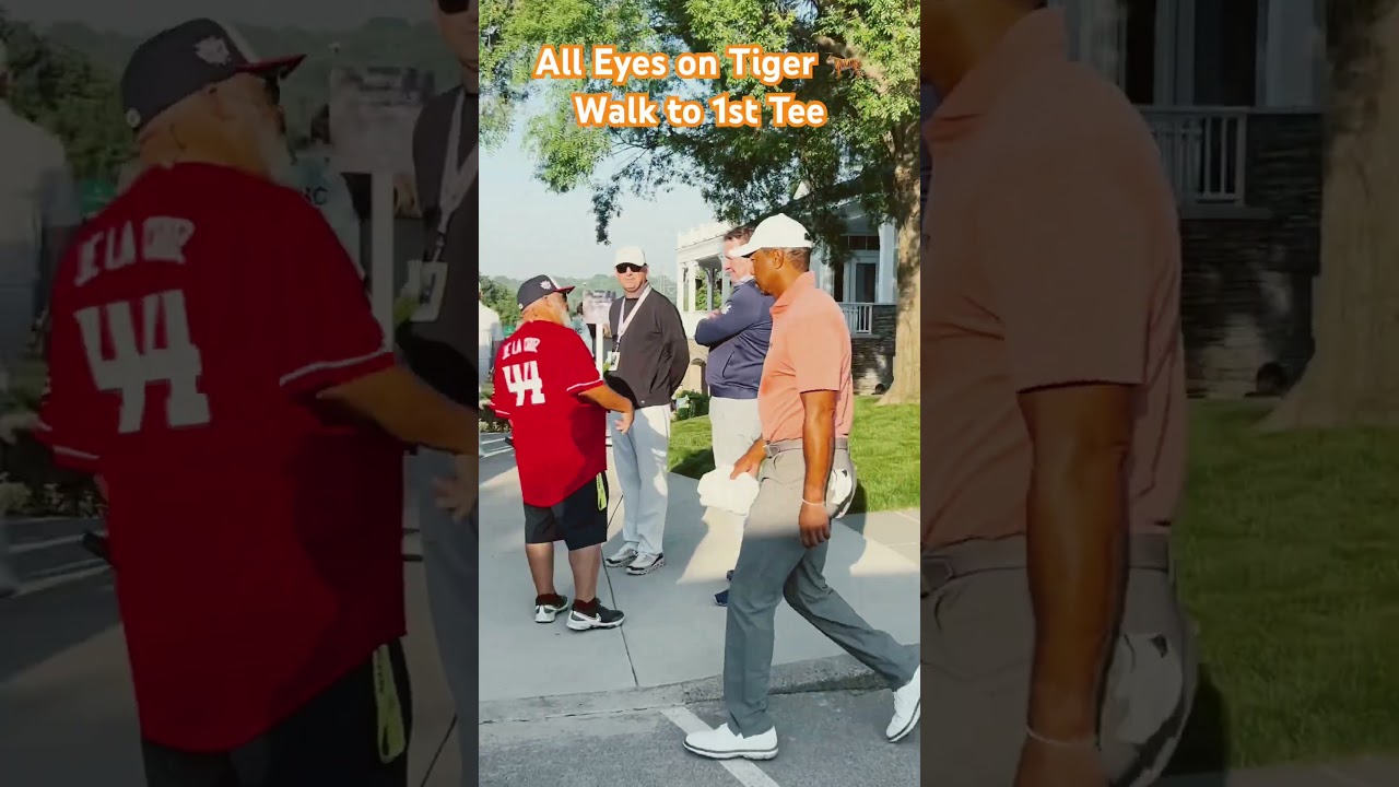 Tiger walks to the first tee. Nobody move. #tigerwoods #golf #pgachampionship #pga