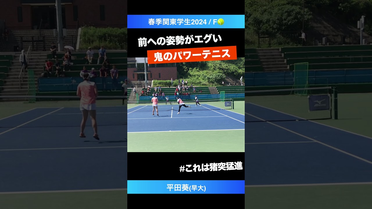 #猪突猛進パワーテニス【春季関東学生2024/F】平田葵(早大) #shorts #テニス #tennis