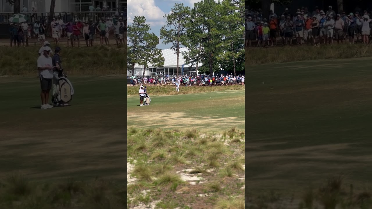 Martin Kaymer second shot at 18 at the 2024 US Open at Pinehurst