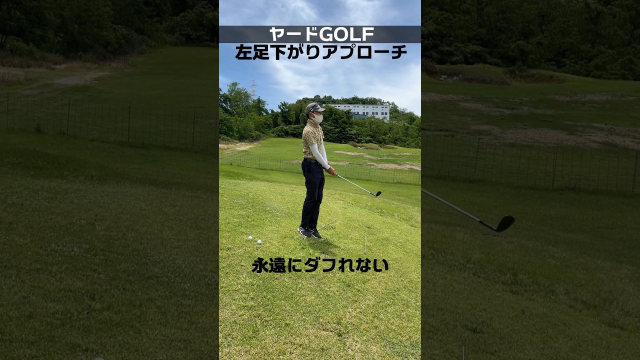 永遠にダフらない☆左足下がり【アプローチ】#左足下がり #shorts  #ゴルフレッスン #ゴルフスイング #アプローチ #ゴルフ #golf #golfswing
