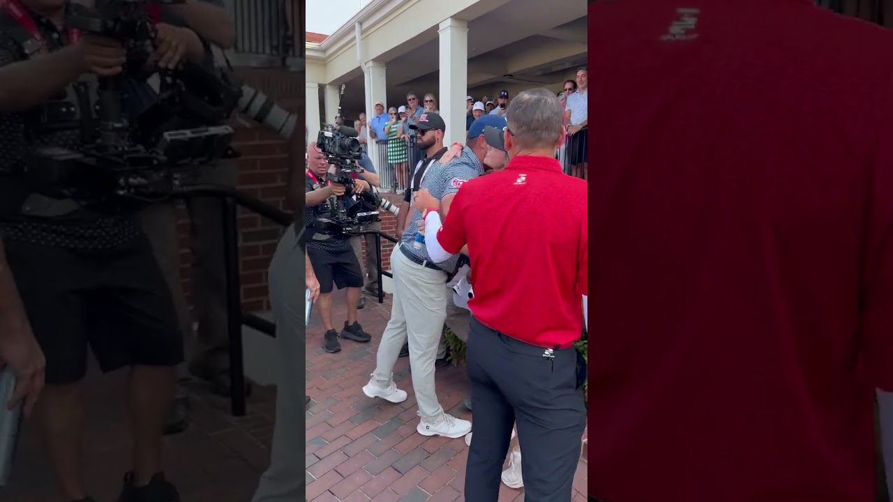 The hug between Sergio Garcia and Bryson DeChambeau just after the end of the 2024 US Open