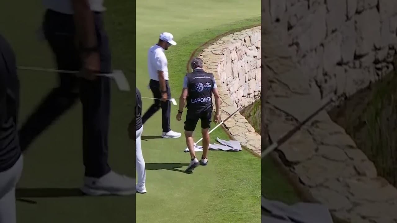 Tour caddie falls into the lake! 😂
