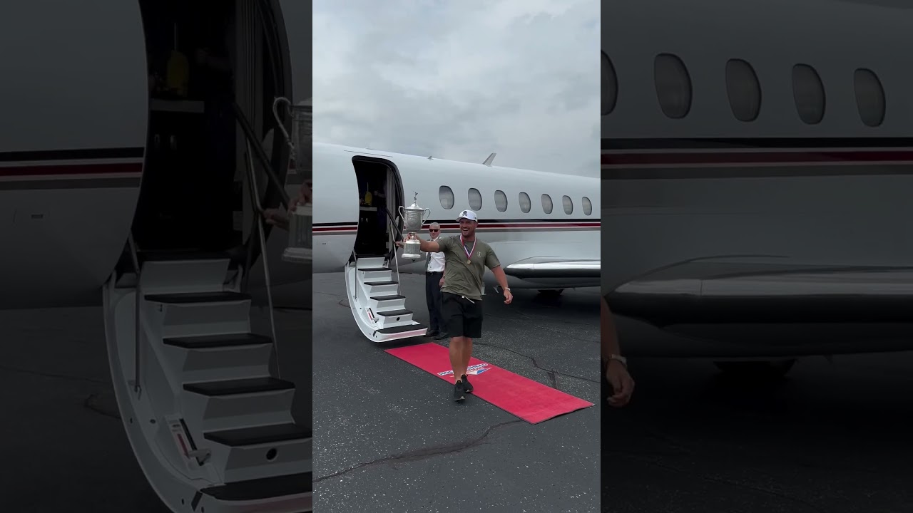 The Champ has landed in Nashville and the @brysondechambeau party keeps rockin! #livgolf #shorts