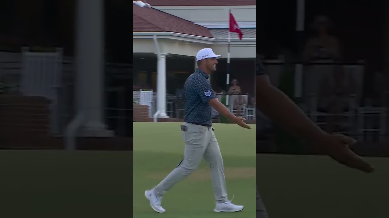 A Bryson fist pump after he chips in on the 18th 🚨