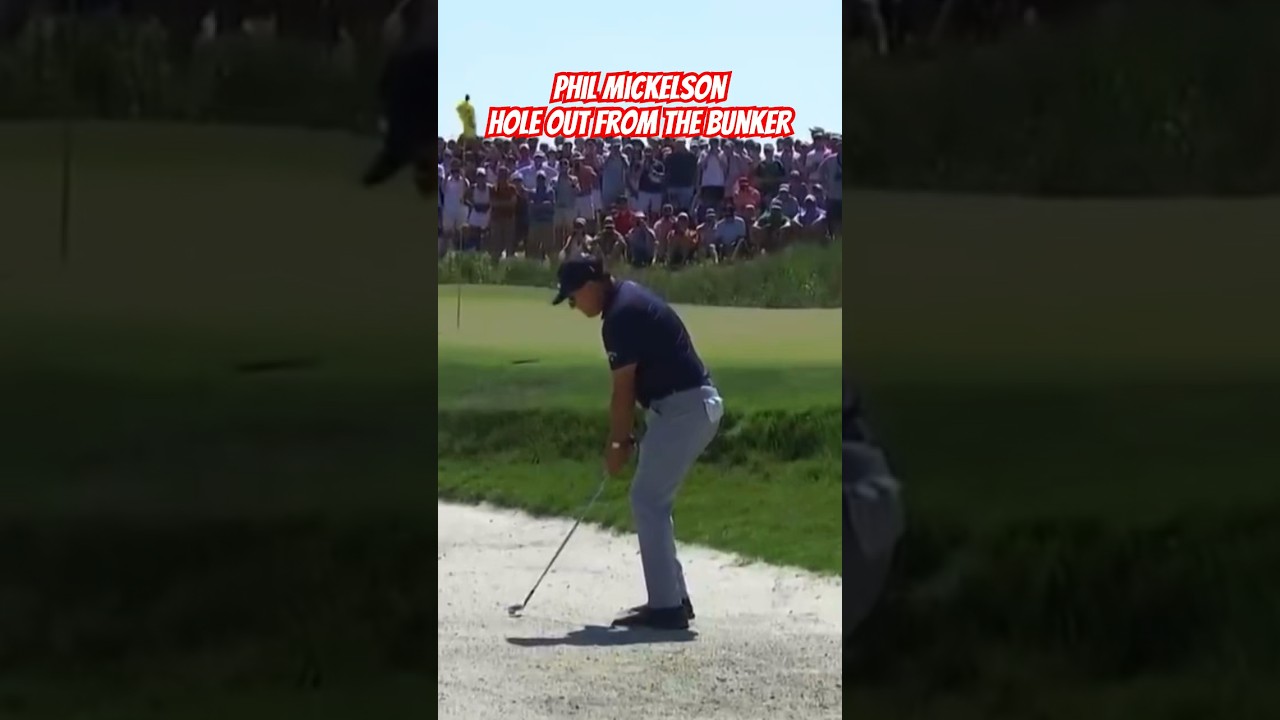 PHIL MICKELSON Crazy Chip In From The Bunker! ⛳️🔥 #shorts