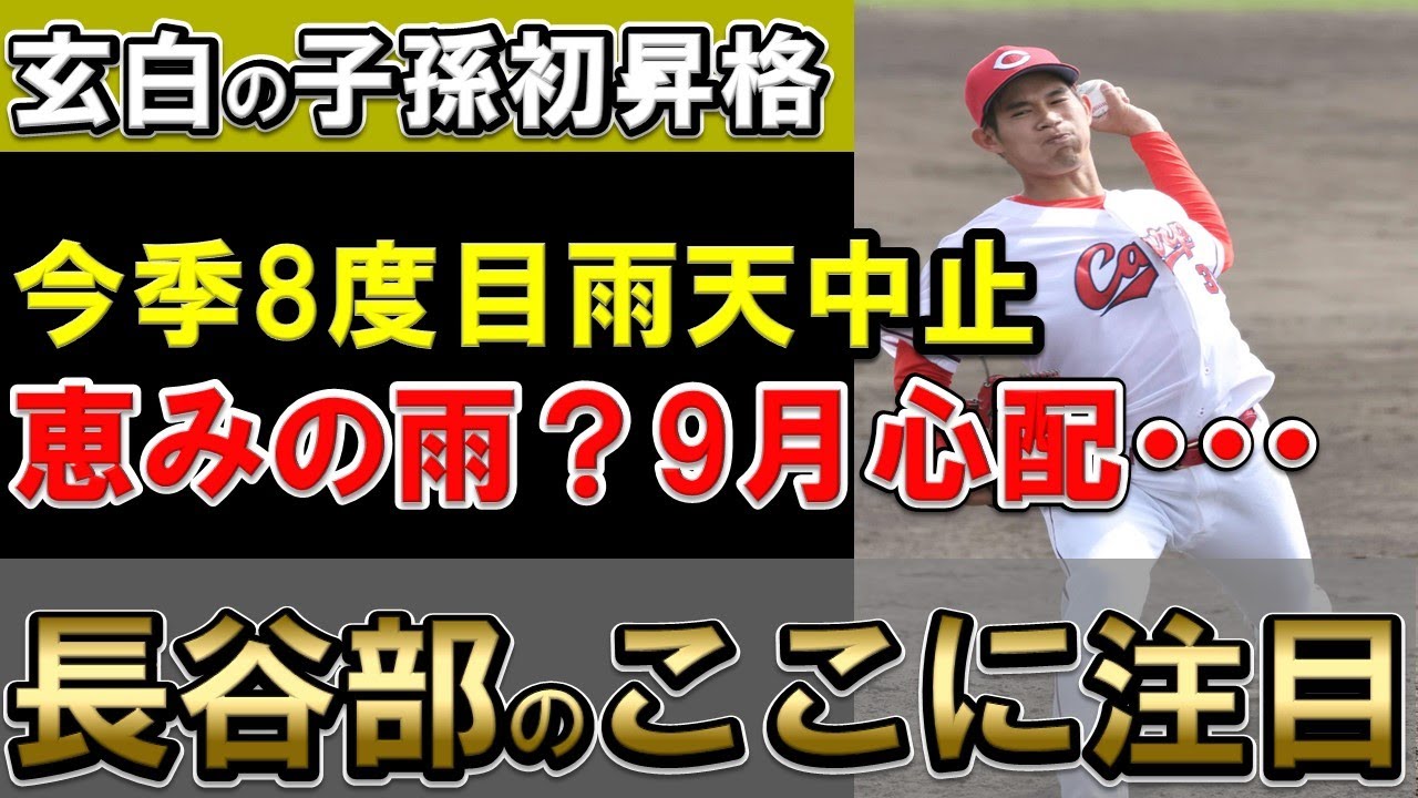 【杉田玄白の子孫プロ初登板へ】カープ長谷部がプロ初1軍昇格！チームは8度目の雨天中止で9月以降の日程が不安？【広島東洋カープ】
