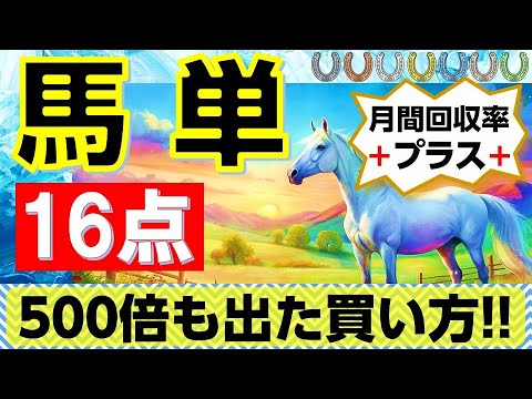 【競馬検証】馬単16点　月間収支プラス！　500倍も出た買い方!!