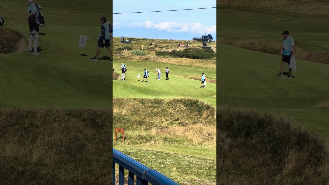 Justin Thomas practice day birdie on the postage stamp 8th at the Open #royaltroon #golf
