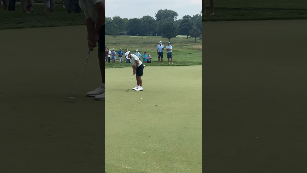 Charlie Woods saves Par as Tiger watches in the gallery! #golf #usga #tigerwoods