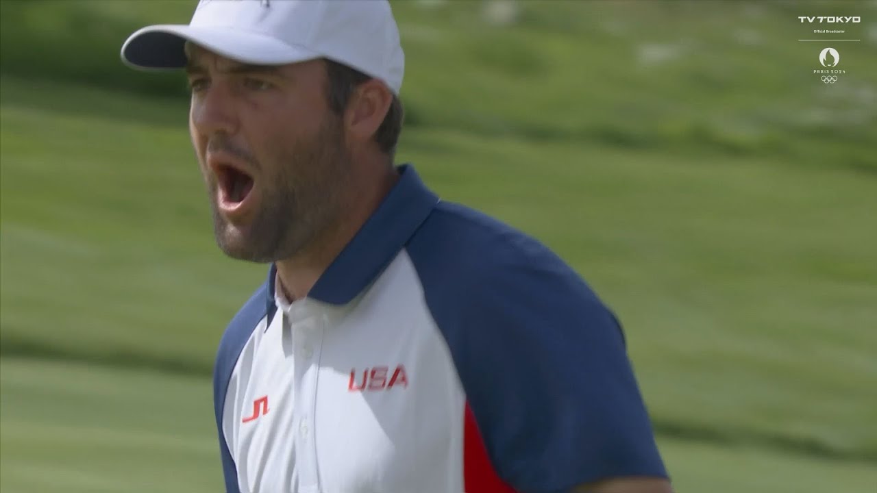 【ゴルフ男子】世界ランク1位 S.シェフラーが吠える！4連続バーディーで単独トップに！｜パリオリンピック 男子最終ラウンド