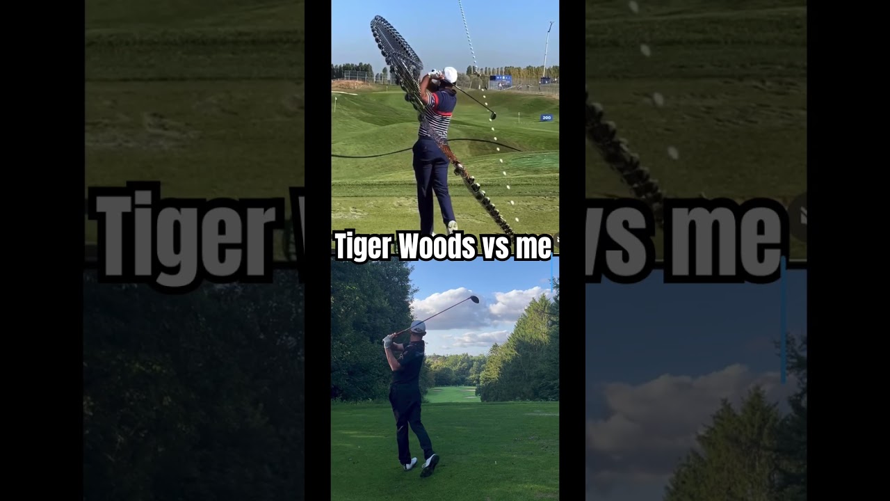 Tiger Woods vs me. Slow motion golf swing