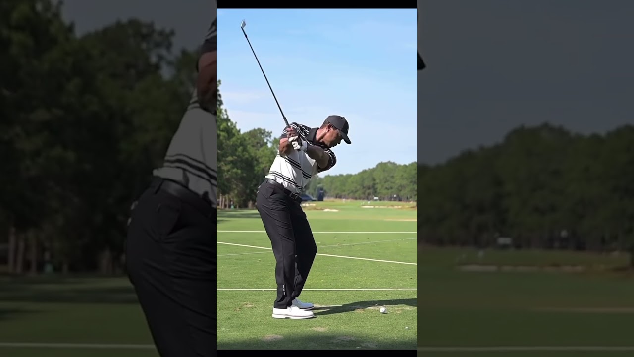 Tiger Woods iron swing down the line in the US Open 2024 #tigerwoods #usopen
