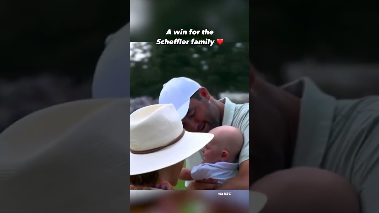 Scottie and Meredith enjoying the win with baby Bennett 🥰