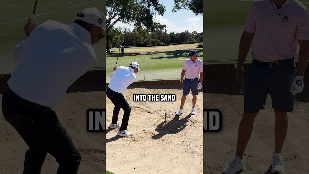 Phil teaches Bryson about bunker shots 👀 @HyFlyersGC