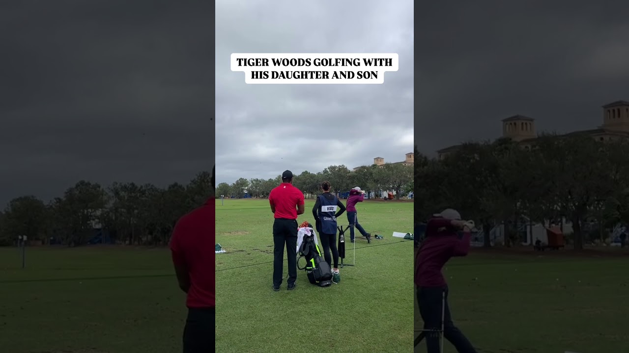 Tiger Woods golfing with his family. ♥️ #tigerwoods #charliewoods #samwoods #pgatour #golf