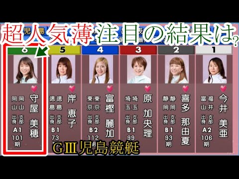 【GⅢ児島競艇】12年振り予選落ち⑥守屋美穂、ここは超人気薄の大外戦！大注目の結果は如何に？