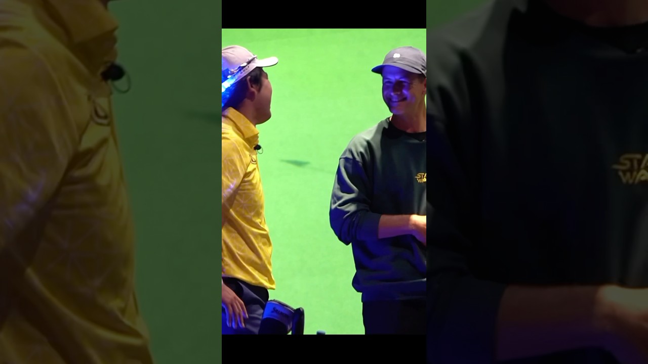 【🔥HIDEKI🆚ADAM🔥】松山英樹選手とアダム・スコット選手が「Aoyama Park 9ine x TGXアリーナ」でバーチャルゴルフ対決⚔️