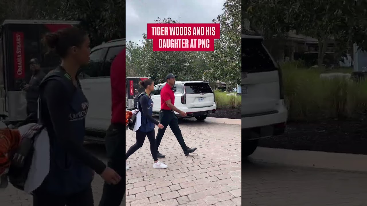 Tiger Woods’ Daughter Carries his Golf Clubs. #tigerwoods #samwoods #pgatour