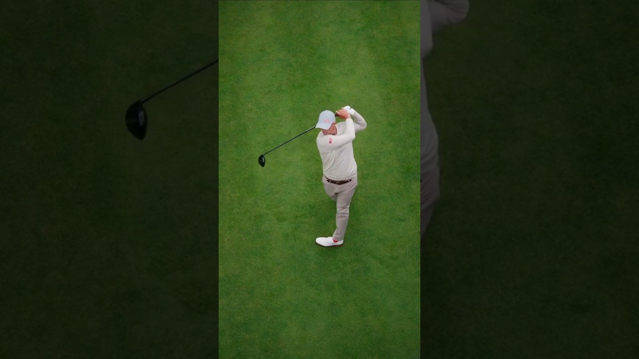 PGA Adam Scott Driver Swing & Slow Motion (aerial view)