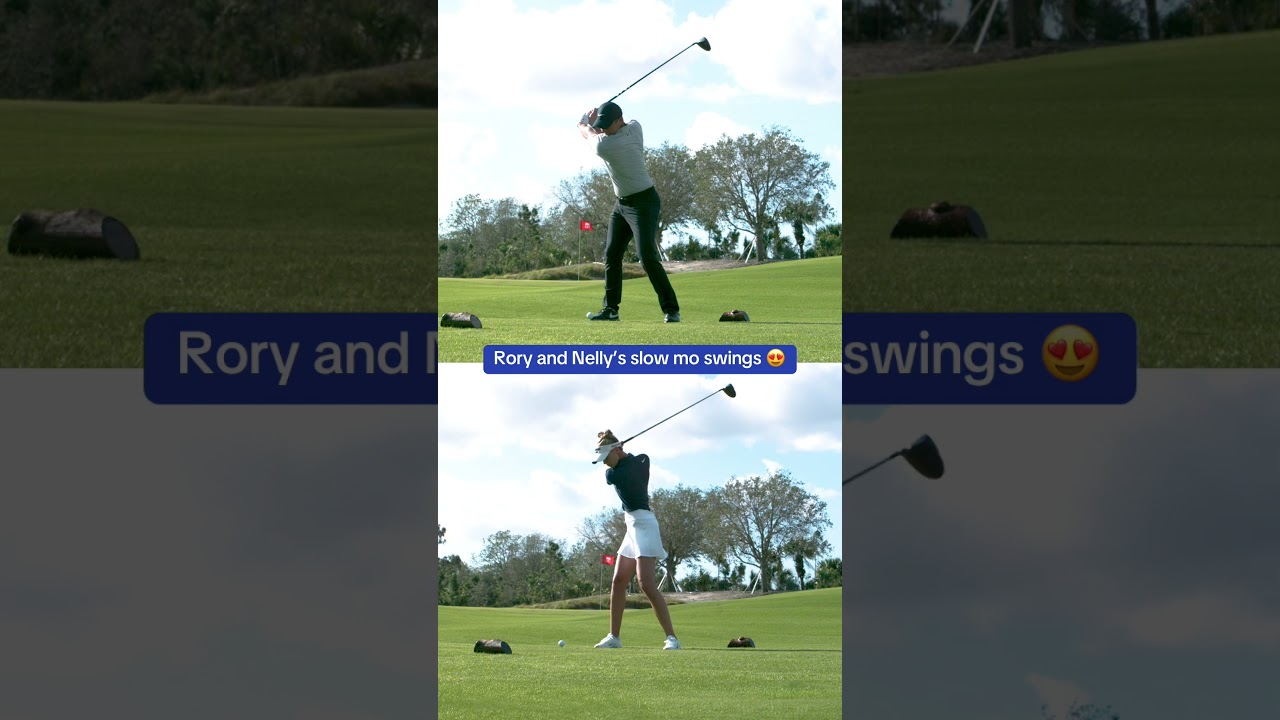 Comparing Rory McIlroy and Nelly Korda's slow mo swings. #TaylorMade #golf #shorts