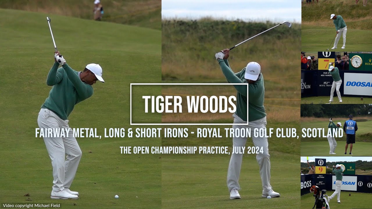 Tiger Woods Golf Swing Fairway Metal & Irons - Royal Troon (South Ayrshire, Scotland) July, 2024.