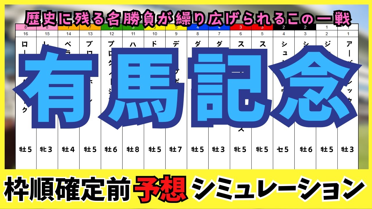 【有馬記念2024】枠順確定前シミュレーション  トップホースたちが中山競馬場に集結し、歴史に残る名勝負が繰り広げられるこの一戦