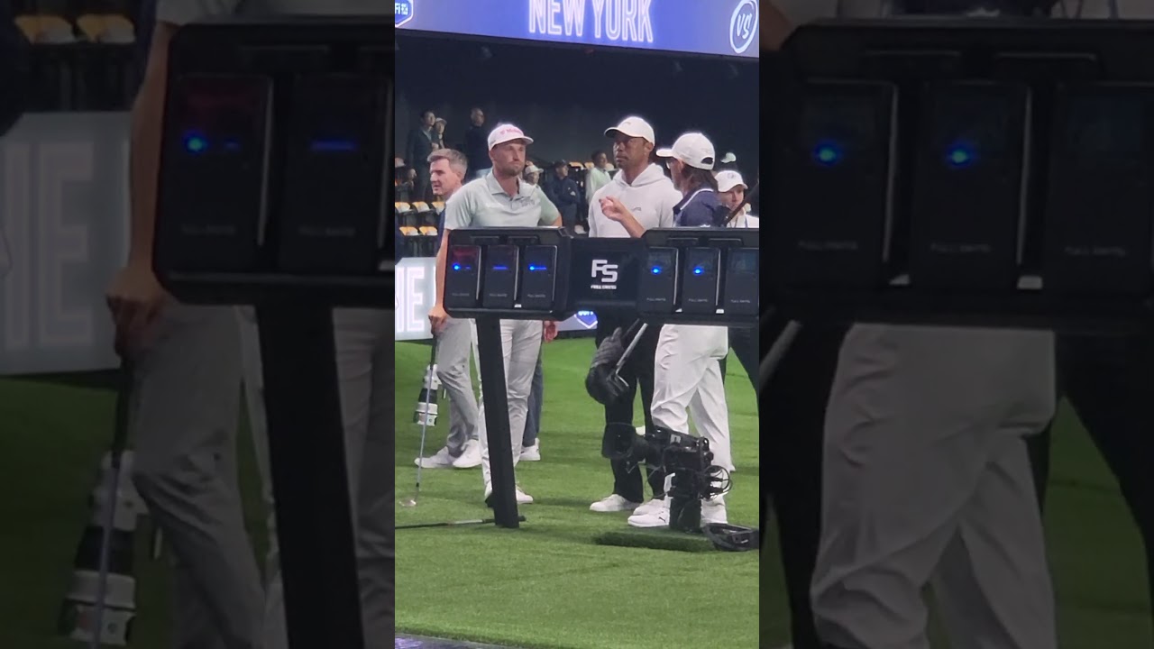 Tiger Woods, Rickie Fowler, and Wyndham Clark chop it up ahead of #TGL Opening Night #tglgolf
