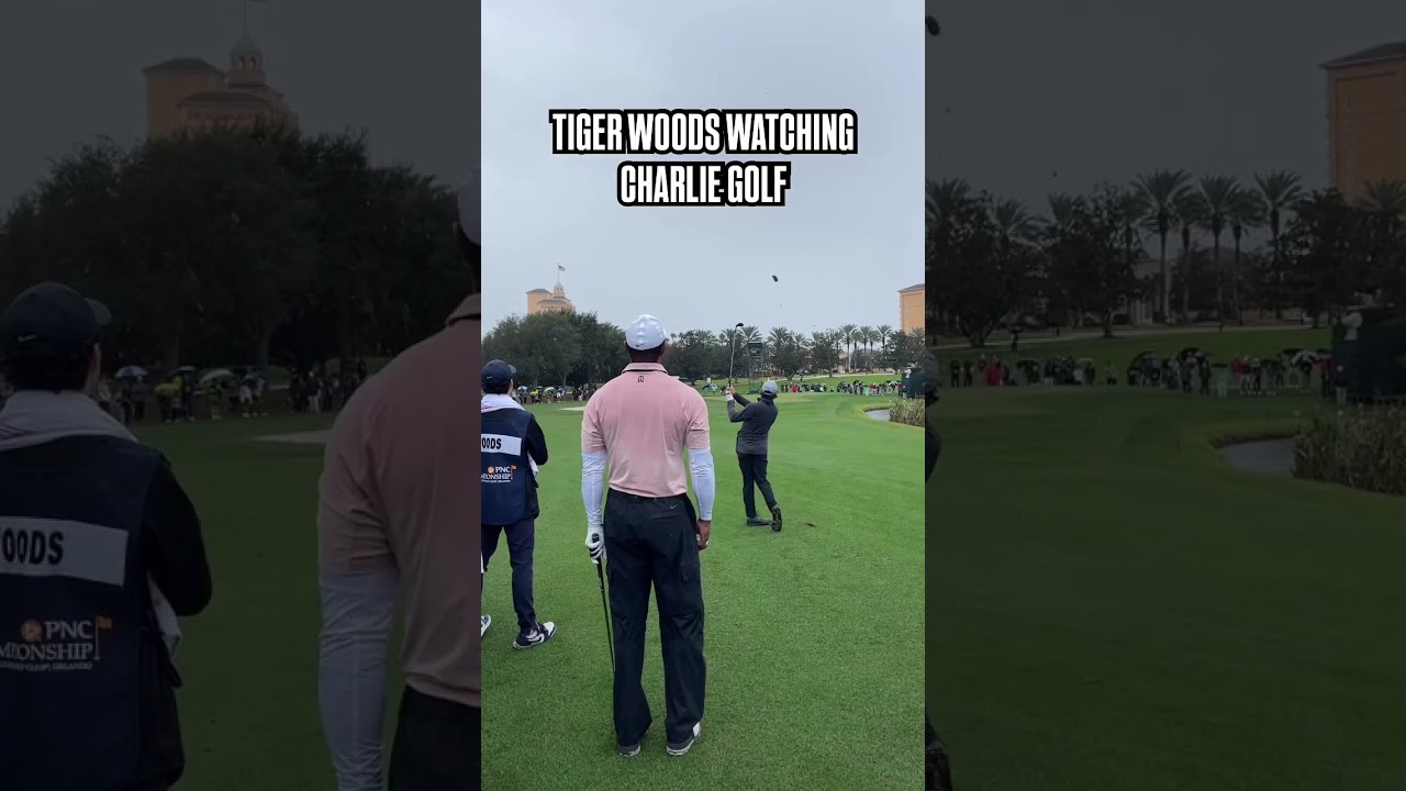 Tiger Woods watches his son Charlie golf at the PNC Championship. #tigerwoods #charliewoods #pgatour