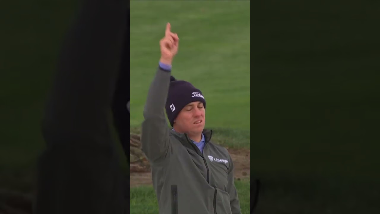 Justin Thomas holes out for eagle from the bunker ‼️
