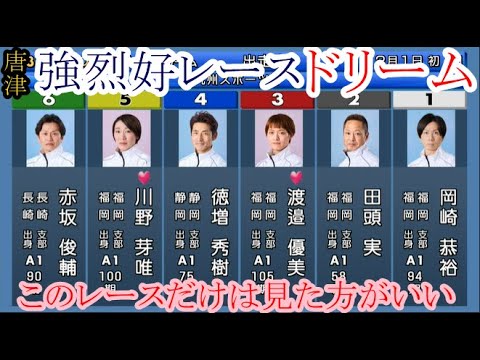 【からつ競艇】強烈「ドリーム」好レース①岡崎恭裕②田頭実③渡邉優美④徳増秀樹⑤川野芽唯⑥赤坂俊輔