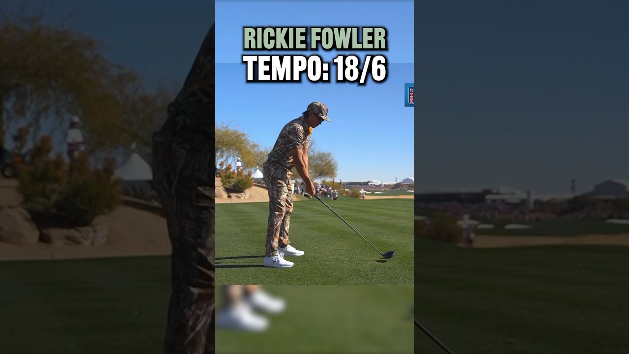 Rickie Fowler crushes a drive in his camo outfit! #golf