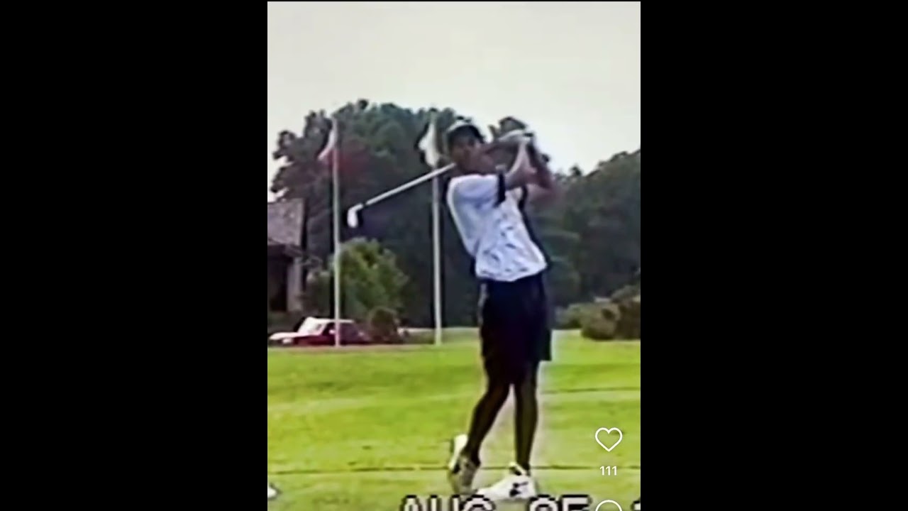 Great View of Young Tiger Woods Swing Up the Line #golf