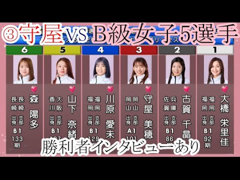 【若松競艇】大注目③守屋美穂VS「B級女子」5選手。勝利者インタビューあり