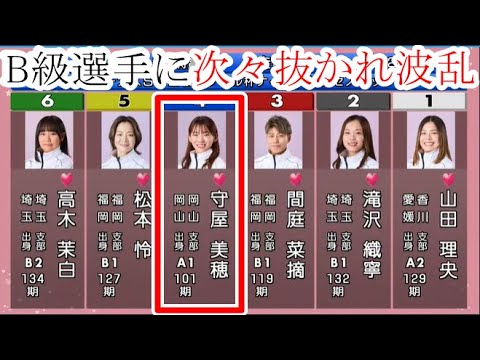 【若松競艇】人気の4カド④守屋美穂、B級選手に次々抜かれ波乱！