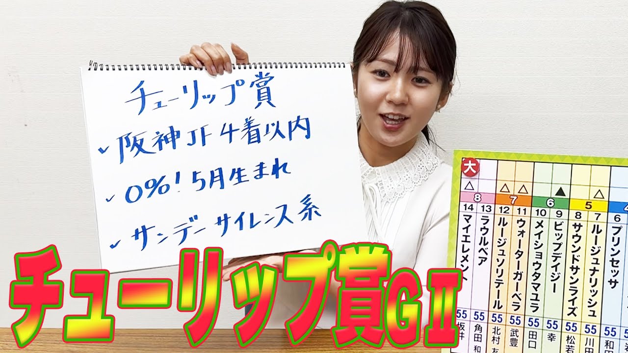 【チューリップ賞】冨田有紀アナのチョイ足しキーワード『阪神JF4着以内、0％！5月生まれ、サンデーサイレンス系』