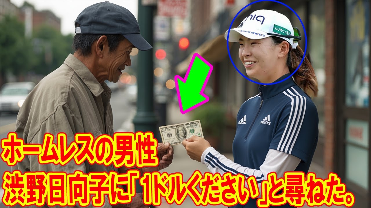 ホームレスの男性が渋野日向子に「1ドルください」と尋ねた。彼女の返答に誰もが驚いた
