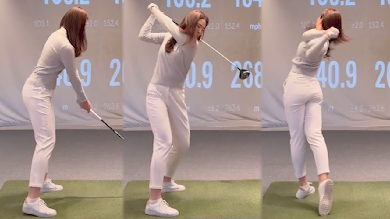 비거리 280! KLPGA 김채경 프로의 엄청난 파워가 느껴지는 골프스윙!