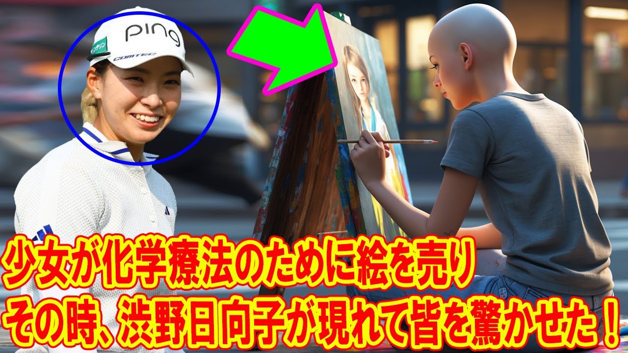 少女が化学療法のために絵を売り、その時、渋野日向子が現れて皆を驚かせた！