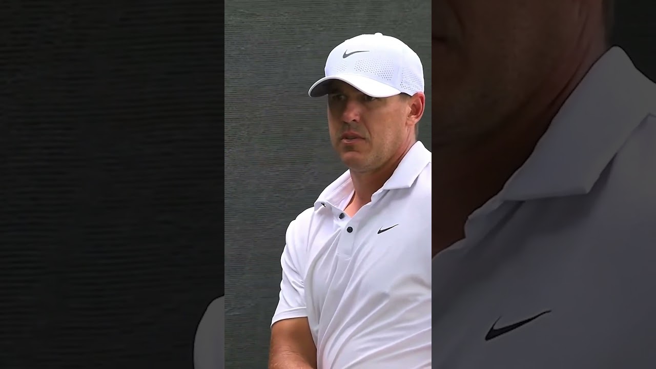 Brooks Koepka plays it next to the fence, still manages a par 😮 #livgolfsingapore #golf