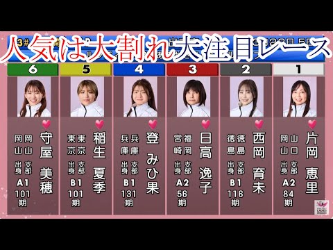 【GⅢ尼崎競艇】人気は大割れ大注目レース⑥守屋美穂①片岡恵里②西岡育未③日高逸子④登みひ果⑤稲生夏