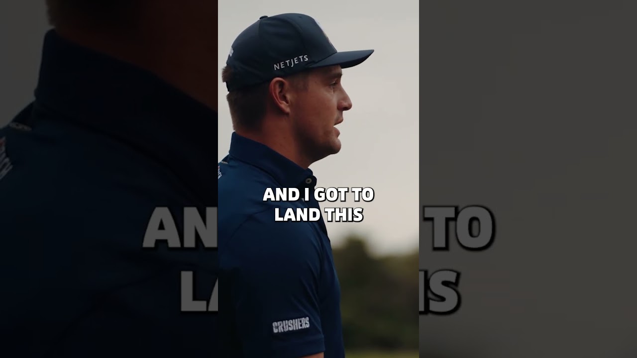 Bryson DeChambeau hits the 16th tee shot at Augusta National
