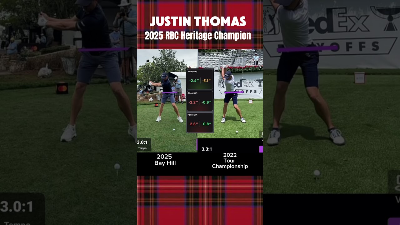 Justin Thomas wins the RBC Heritage. Swing analysis in 2022 vs now. What’s changed? #swinganalysis