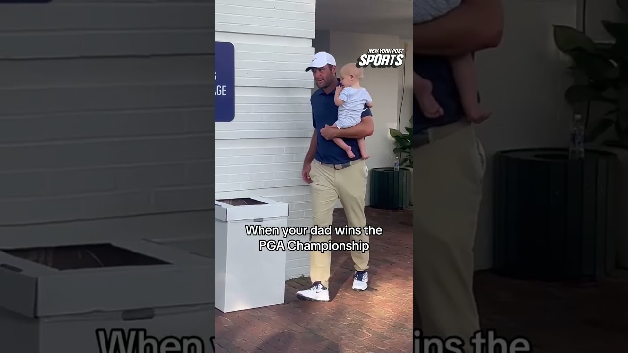 PGA winner Scottie Scheffler gets congratulated by Keegan Bradley and Bryson DeChambeau #shorts