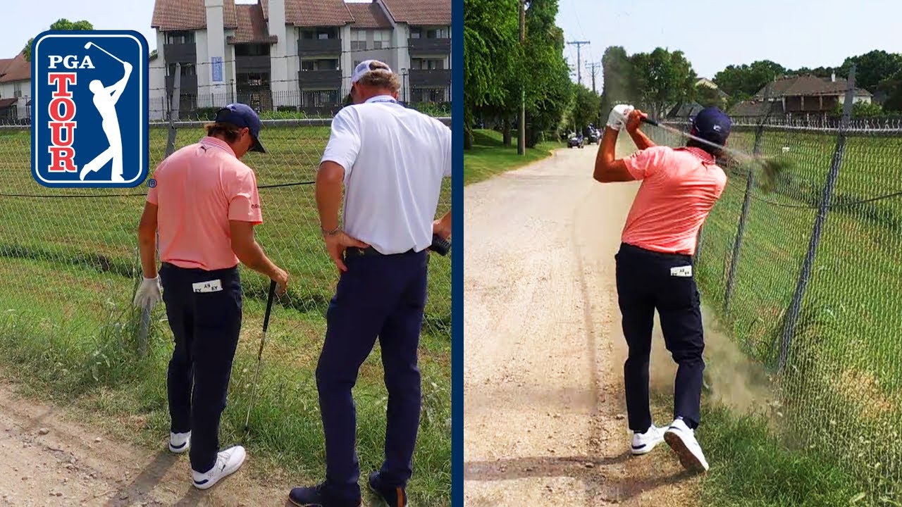 Rickie Fowler gets ruling, hits amazing recovery shot from the fence | 2025 Charles Schwab