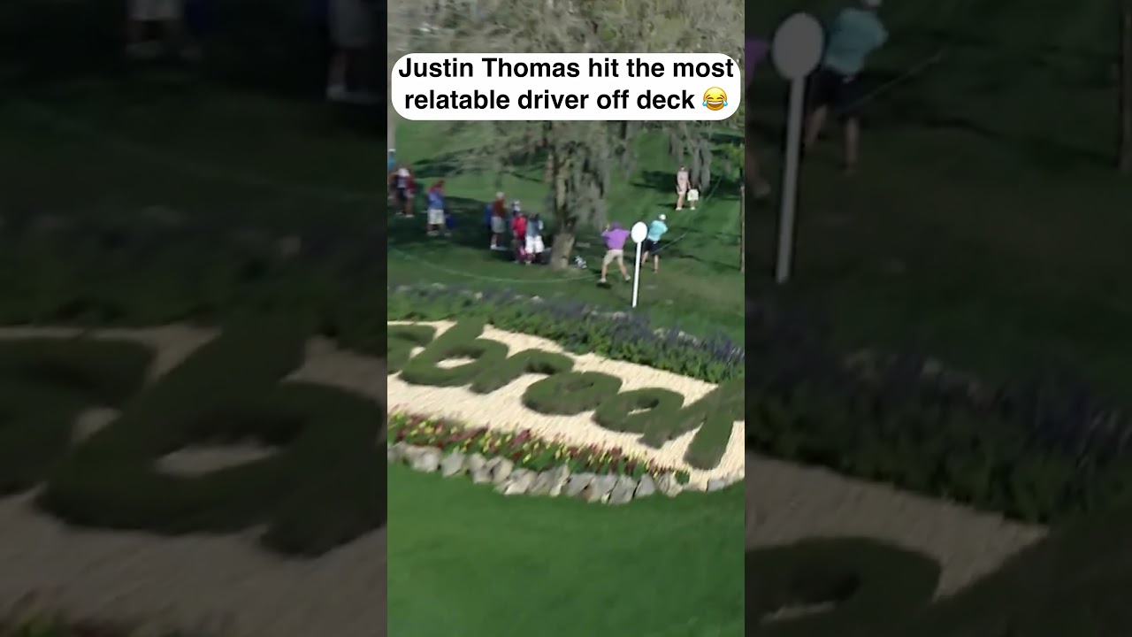 Justin Thomas’s driver off deck is hilarious #golfshorts #golf #golfswing