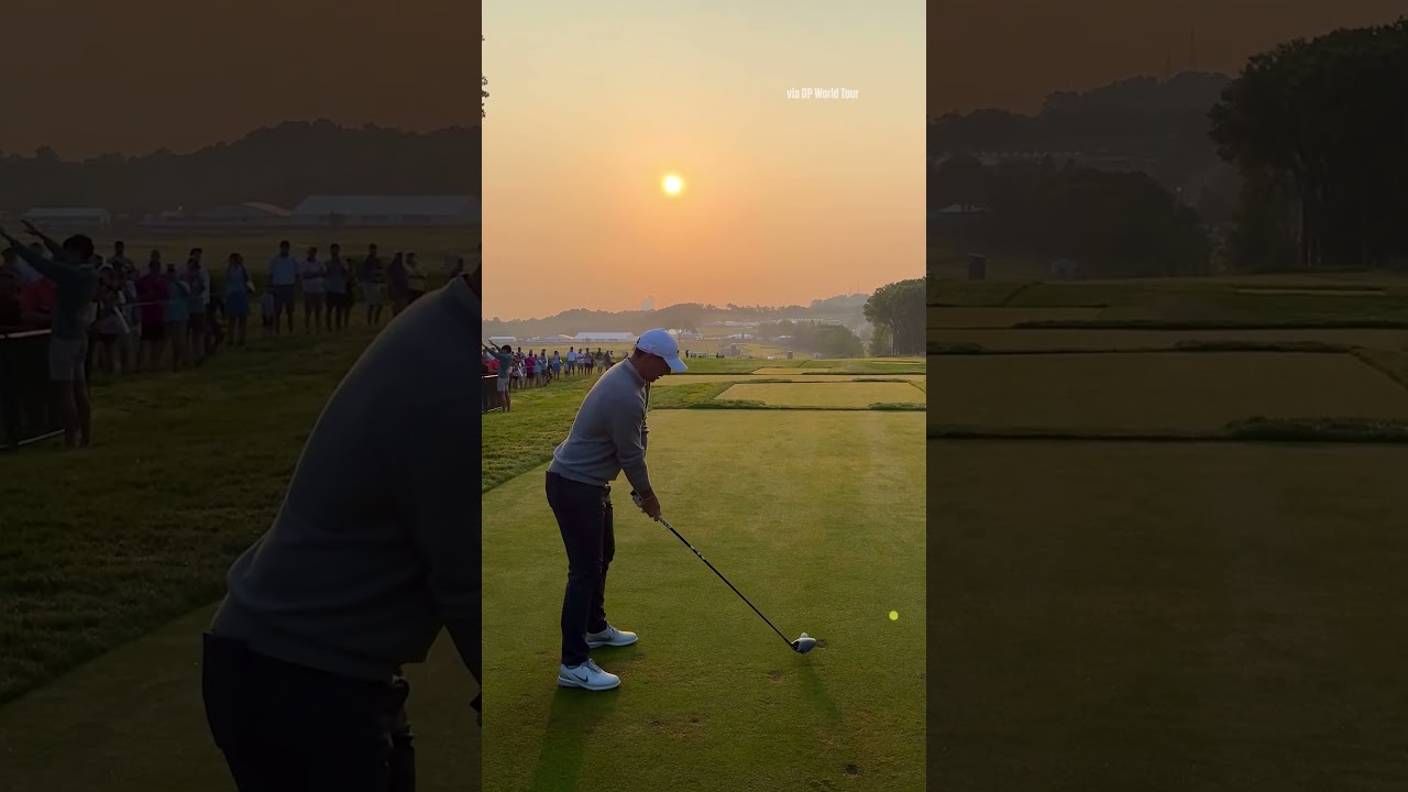 Rory McIlroy bombing a drive in the early morning at Oakmont 💣