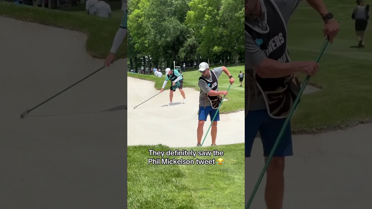 The caddies rake like Phil Mickelson is watching 🤣 #golf #LIVGolf