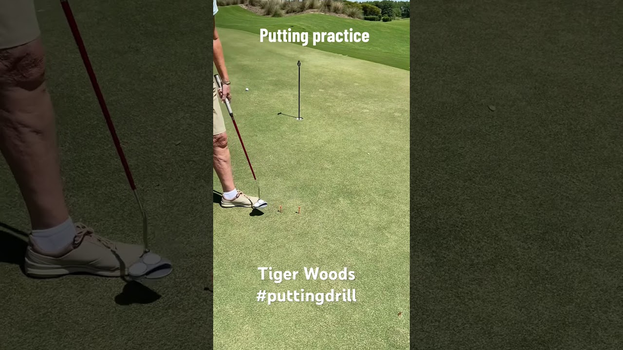 #TigerWoods #puttingdrill Learning to deliver a square putter face at impact when putting.