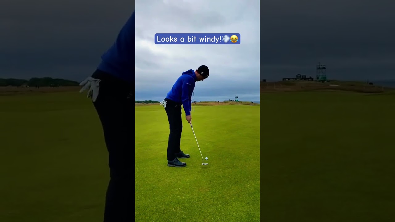 Justin Thomas With The Full Swing Putt on a Windy Day! #shorts