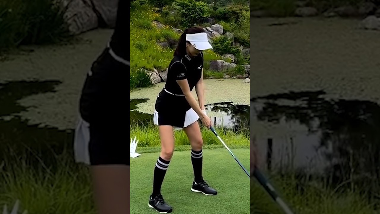 가슴앞에 모은 양팔은 백스윙시 삼각형 유지.안신애프로_줌인스포츠TV #한국#대한민국#여자#프로#선수#KLPGA#미녀#미인#골퍼#골프#드라이버#슬로우모션#티샷#스윙#레슨